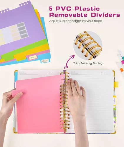 Miniatura 3 de Cuadernos en espiral de 8.5 x 11 pulgadas para trabajar con pestañas divisorias extraíbles, 300 páginas, cuaderno de 5 materias con rayas