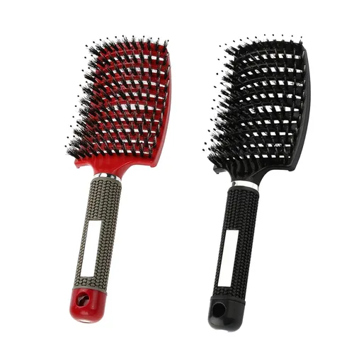 Miniatura 8 de Cepillo para el cabello, paquete de 2 cerdas de jabalí, ventilado, curvado, secado rápido, desenredante, brillo y suave, todo tipo de cabello