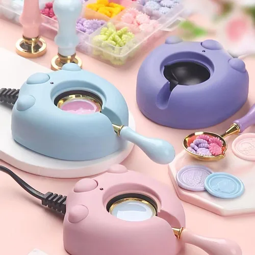 Miniatura 3 de Calentador eléctrico de sello de cera, calentador de sello eléctrico negro para derretir cera, perlas con cuchara, agitar para hacer manualidades