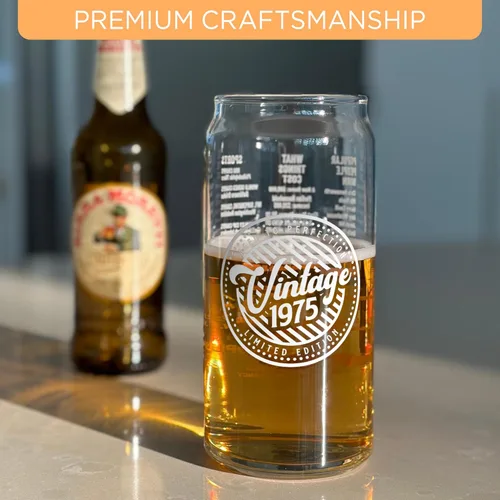 Miniatura 5 de Regalos de cumpleaños número 50 para hombres, regalos de cerveza de cumpleaños, vaso de cerveza de 20 onzas de 20 onzas (1 unidad), vidrio vintage