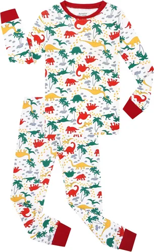 Miniatura 3 de Benaive Pijamas para niños, pijamas de algodón para niños, conjunto de 4 piezas con pantalones para niños