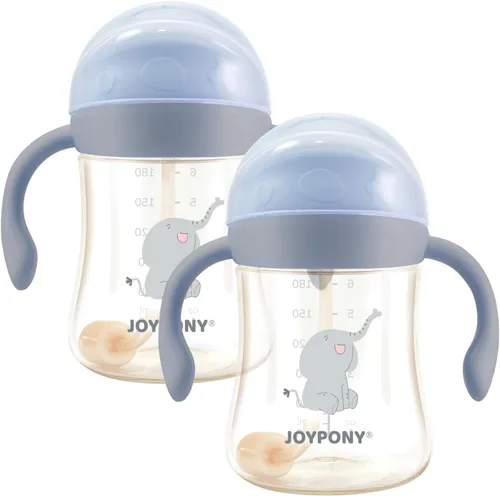 Miniatura 18 de Joypony Vasos para sorber para niños pequeños de 1 a 3 años, vaso con popote con peso a prueba de derrames con asa para bebés de 6 meses en Rosa/1
