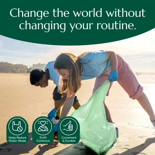 Miniatura 7 de Bolsas de basura compostables* Cleanomic con cordón (13 galones, 25 unidades, altas), certificadas BPI para compost de cocina