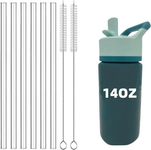 Pajitas de repuesto compatibles con botella de agua Simple Modern para niños, 14 onzas, Tritan transparente, sin BPA, compatible con vaso Simple