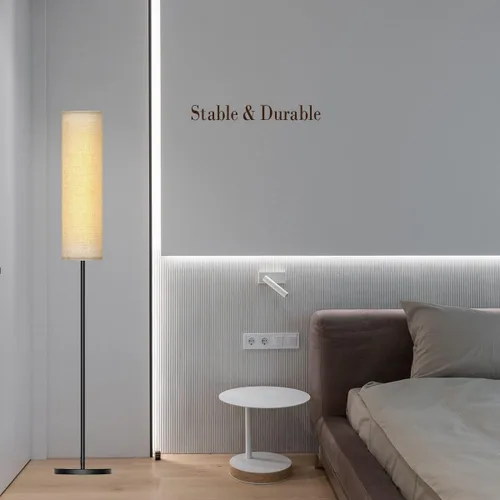 Miniatura 7 de Lámpara de pie para sala de estar, lámpara de pie LED ajustable con control remoto, lámpara de pie moderna alta con pantalla beige, luz LED suave