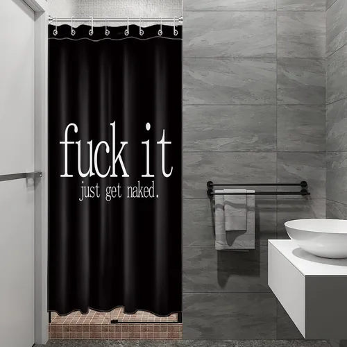 Miniatura 5 de LB Fuck It Get Naked - Cortina de ducha pequeña de 48 x 68 pulgadas, forro de cortina de ducha en blanco y negro, cortina de ducha estrecha