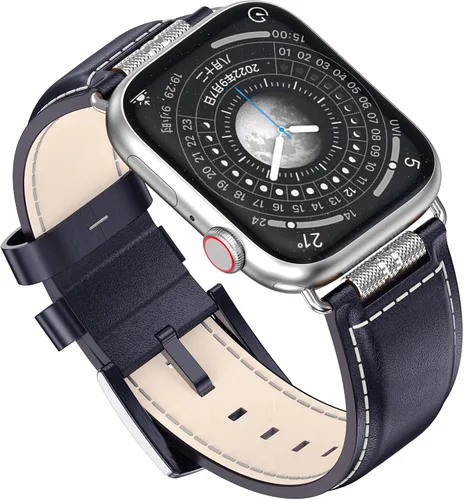 Miniatura 11 de Caseultra Correas de cuero compatibles con Apple Watch Band 1.929 in 1.772 in 1.732 in 1.654 in 1.614 in 1.575 in 1.496 in para hombre, correa