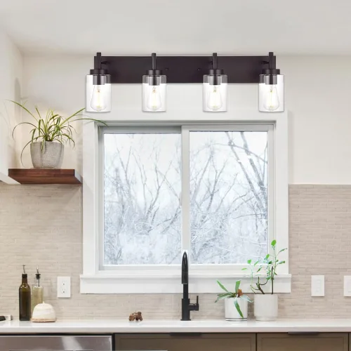 Miniatura 2 de 4 luces de tocador de baño, apliques de bronce aceitado, iluminación de pared, lámpara industrial para montaje en pared, estilo granja para cocina