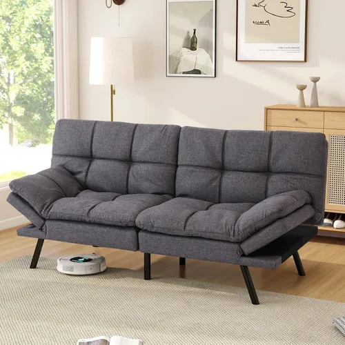 Opoiar Sofá cama plegable de espuma viscoelástica convertible con reposabrazos y respaldos ajustables para espacios pequeños, oficina, estudio,