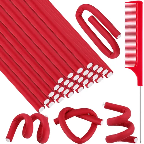Miniatura 11 de Syhood 30 varillas rizadoras flexibles de 9.45 pulgadas, rodillos de espuma suave sin calor, 1 peine de cola de rata, peine de cola de rata