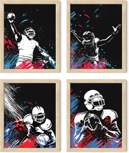 Miniatura 48 de Impresiones artísticas de fútbol americano para pared, juego de 5 (8x10) carteles de fútbol americano sin marco, decoración de sala de fútbol Niños