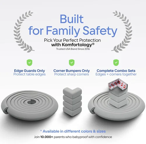 Miniatura 8 de Protectores de Seguridad para Muebles de Borde Afilado y 16.2 pies Cojín Protector de Espuma Parachoques de 15 pies, 4 Esquinas Adhesivas Gris