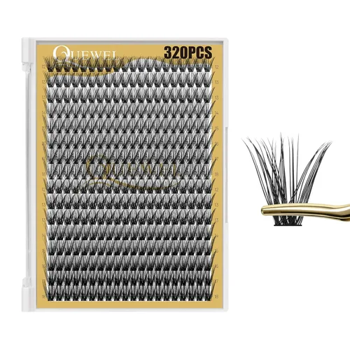 Miniatura 14 de QUEWEL 580 racimos de pestañas 30D+40D+50D+60D+80D+100D racimos de pestañas wispy de 10-18mm, pestañas individuales en racimo reutilizables