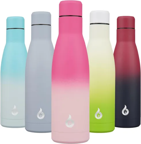 Miniatura 7 de BJPKPK Botella de Agua Aislada 17oz Botellas de Agua de Acero Inoxidable Apta para Lavavajillas Metal Térmica Mantiene Frío y Caliente, Gris Niebla
