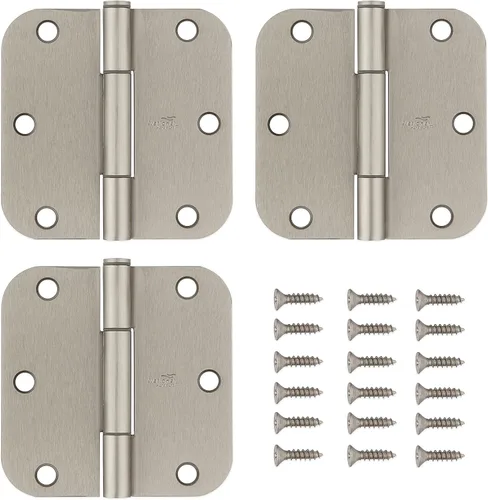 Miniatura 2 de National Hardware Bisagras de protección contra chirridos de 5/8 pulgadas, esquinas cuadradas de radio de 3 unidades en níquel satinado N830-450