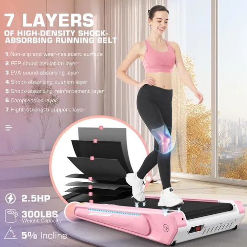 Miniatura 3 de FUNMILY Almohadilla para caminar más pequeña con 5% de inclinación, caminadora 2 en 1 debajo del escritorio para oficina en casa, mini caminadora