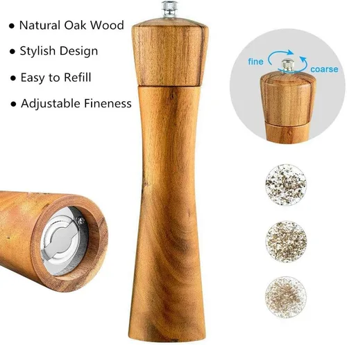 Miniatura 2 de Molinillo de sal y pimienta de madera, molinillo de sal manual de madera, molinillo de pimienta, recargable, con rotor de cerámica de grosor