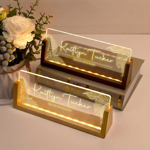 Miniatura 2 de Placa de nombre de escritorio personalizada, placa de identificación personalizada con luz de oficina para escritorios, decoraciones de escritorio