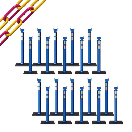 Miniatura 77 de Trafford Industrial - Juego de 20 postes de delineador de 45 pulgadas, collares reflectantes de 3 pulgadas, base de goma de 10 libras