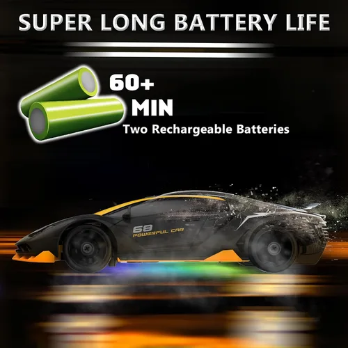 Miniatura 4 de Automóvil de control remoto RC Auto de deriva RC 2.4GHz 1:24 4WD 15KM/H Auto de carreras deportivas de alta velocidad con luces LED Neumático