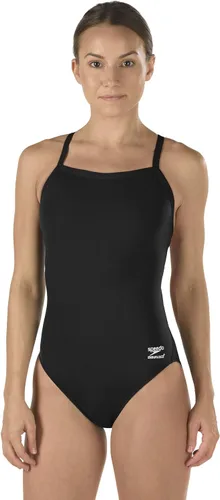 Speedo Endurance+ Traje de baño de una pieza para mujer, espalda tipo Flyback, colores lisos, de equipo, para adulto