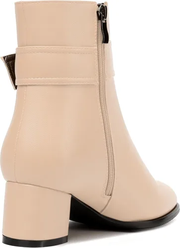 Miniatura 6 de NUMALEO Botas de tobillo de mujer con cremallera mate, puntera redonda, para fiesta, con tacón bajo grueso sólido, 5 cm
