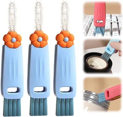 Miniatura 9 de Pousbo Juego de cepillos de limpieza de tapa de taza 3 en 1, paquete de 3 mini cepillos multifuncionales para limpieza de grietas, cabezales