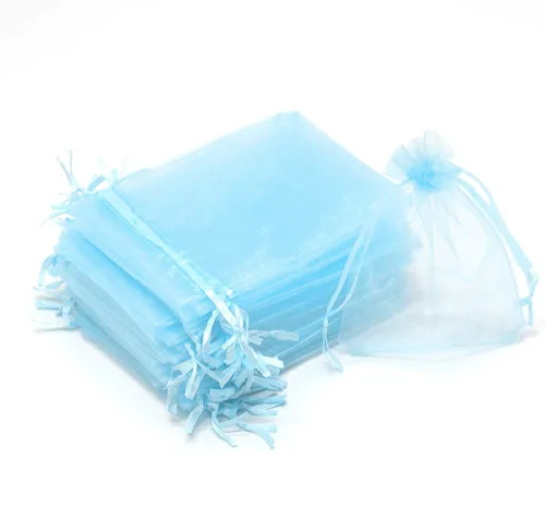 Miniatura 20 de 50 bolsas de organza transparentes de 3 x 4 pulgadas, pequeñas bolsas de regalo de joyería con cordón para bodas, fiestas, bolsas de dulces