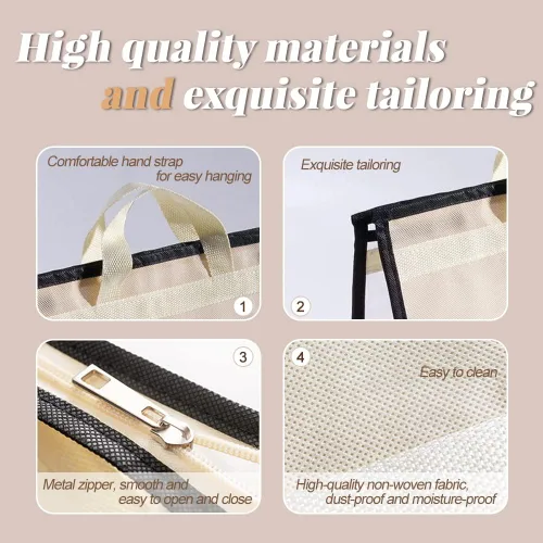 Miniatura 3 de fazhongfa Organizador de almacenamiento de 5 piezas para colgar bolsos, no tejido, transparente, a prueba de polvo, para el hogar, cartera, bolsa