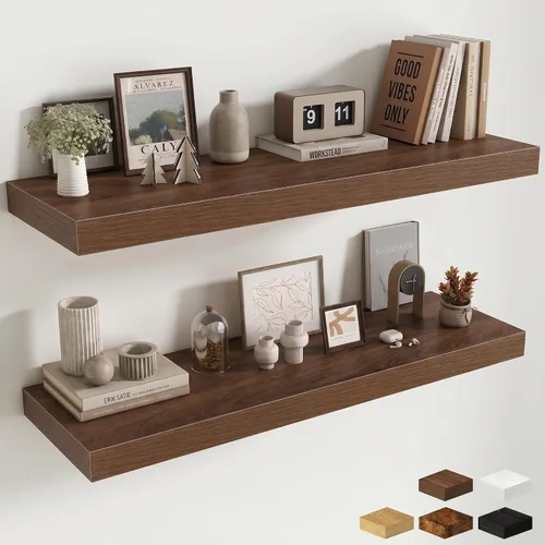 Miniatura 102 de Estantes flotantes de 48 pulgadas para pared, estante de chimenea de 10 pulgadas de profundidad, estantes flotantes de madera para pared, estantes