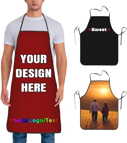 Miniatura 23 de Delantal de chef personalizado para hombres y mujeres, para cocinar, con nombre, logotipo, foto, regalos de cocina para familiares y amigos