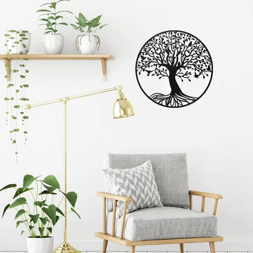 Miniatura 5 de Demissle Arte de pared de metal árbol de la vida de 11.8 pulgadas para colgar en la pared, árbol genealógico, esculturas colgantes de jardín