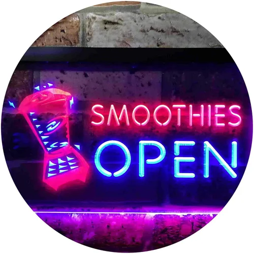 Miniatura 12 de ADVPRO Smoothies Open Shop - Letrero de neón LED de doble color, azul y rojo, 12 x 8.5 pulgadas, st6s32-i0264-br
