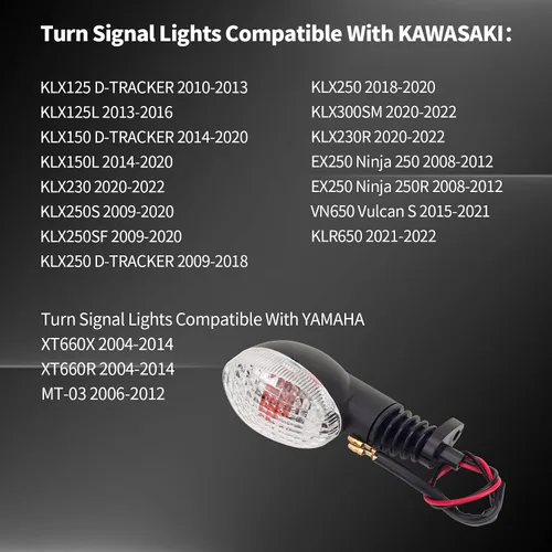 Miniatura 5 de 2 pares de luces direccionales 23037-0115/0116/0117/0118/0388/0389/0376/0377 compatibles con KAWASAKI KLX125 KLX150 KLX230 KLX250 KLX300 KLX2300