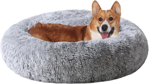 Miniatura 30 de JOLLYVOGUE - Cama para perros y gatos, cama relajante y antiestrés para mascotas y perros pequeños, cojín esponjoso en forma de dona para mascotas