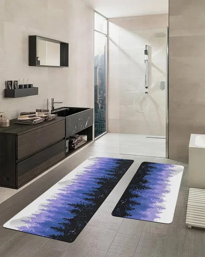 Miniatura 2 de Tapete de baño de bosque negro morado para bañera, antideslizante, de secado rápido y absorbente, de tierra de diatomeas, para fregadero de cocina