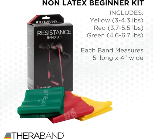 Miniatura 2 de THERABAND Resistance Bands Set, Elastic Bands for Exercise & Physical Therapy, Strength Training for Upper & Lower Body Fitness