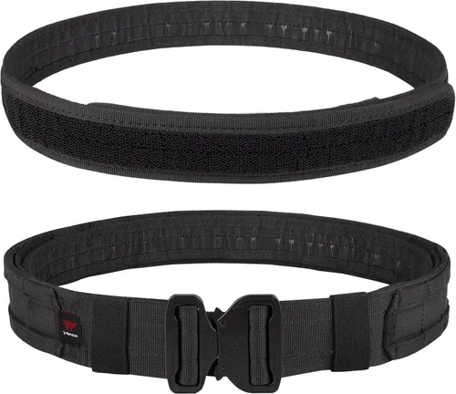 Miniatura 3 de YAKEDA - Cinturón táctico de batalla para uso público, con bolsas, 7 en 1 Negro