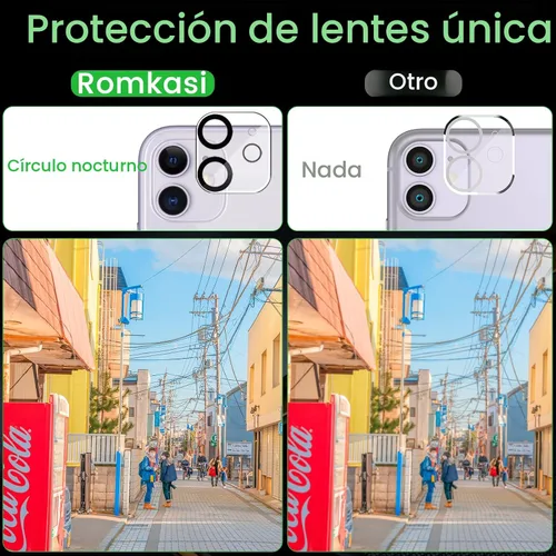Miniatura 6 de Romkasi Paquete de 3 protectores de pantalla de privacidad para iPhone 11 de 6.1 pulgadas con 3 protectores de lente de cámara, película de vidrio