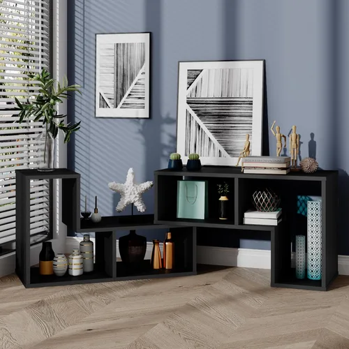 Miniatura 3 de KOTEK Soporte de TV para TV de 50, 55, 60, 65 pulgadas, organizador de estantería de combinación gratuita, mesa consola de TV con estantes