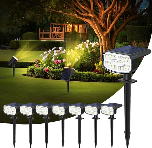Miniatura 10 de JEJOT Luces solares para exteriores, impermeables, IP65, encendido/apagado automático, 2700 K, 2 modos de iluminación, LED súper brillante, luces