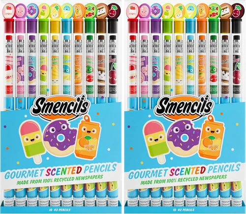 Lápices de grafito Smencils (paquete de 2) – Lápices perfumados gourmet patentados HB #2, 10 unidades, regalos para niños, útiles escolares Original