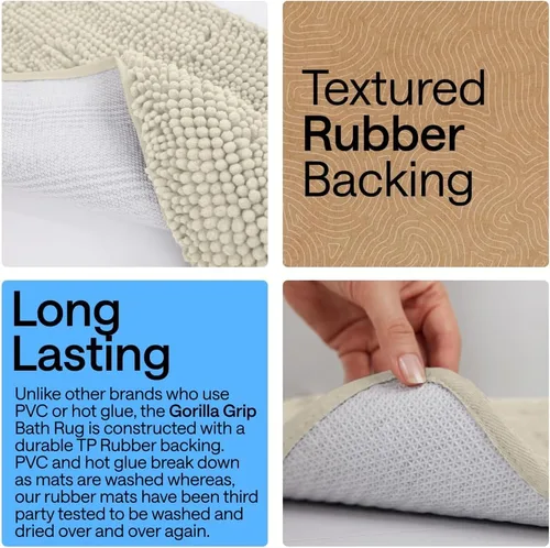 Miniatura 55 de Gorilla Grip - Tapete de baño de felpilla gruesa, suave y absorbente, secado rápido, de microfibra, con reverso de caucho, para piso de ducha, Nube