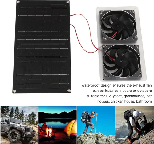 Miniatura 5 de Panel solar fotovoltaico de 100 W, 5 V, 2 A, con kit de ventilador, extractor de aire de energía solar, generador solar impermeable, ventilador