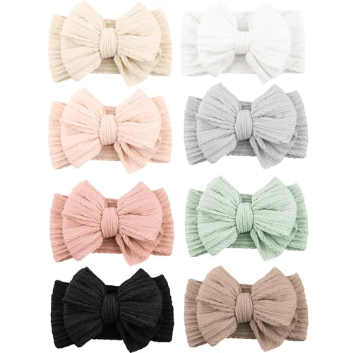 Miniatura 12 de Niceye Diademas hechas a mano para bebés, bandas de cabello suaves y elásticas de nylon con lazos para recién nacidos, bebés y niñas pequeñas