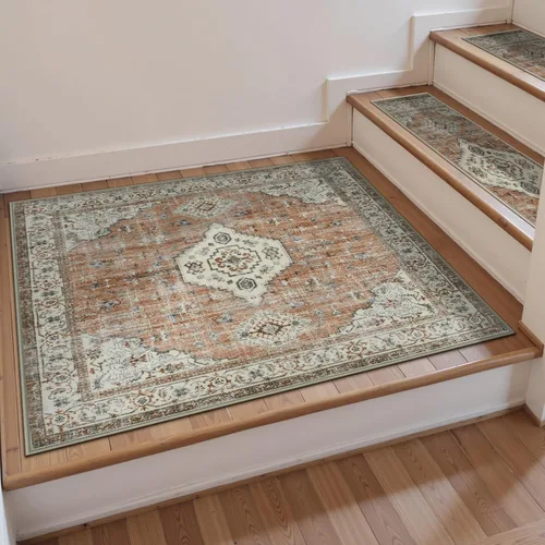 Miniatura 8 de OJIA Alfombra antideslizante para peldaños de madera, alfombra de aterrizaje con respaldo de goma, alfombras de seguridad suaves para la familia