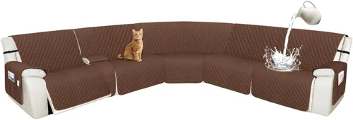Miniatura 28 de Arfntevss Fundas de sofá modular reclinable, 100% impermeable, en forma de L, para sillón reclinable en forma de L, funda seccional lavable