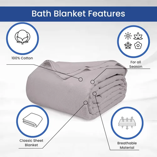 Miniatura 3 de Linteum Textile - Manta de baño para pacientes hospitalarios, de mezcla de algodón, para cama individual, manta ligera, 70 x 90 pulgadas, 1.75 Azul
