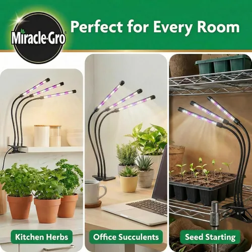 Miniatura 2 de Miracle-Gro Luz LED de cultivo para plantas de interior de 4 cabezales, luz de espectro seleccionable con temporizador y modos de regulación