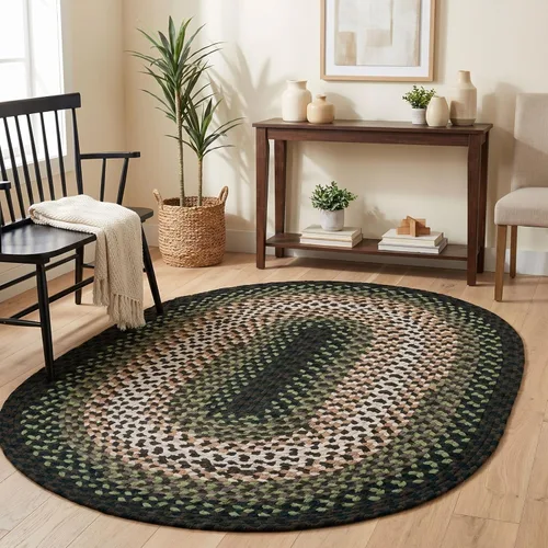 Miniatura 47 de Super Area Rugs Alfombra trenzada azul de 7 x 9 pulgadas, alfombra tejida ovalada para sala de estar, alfombra trenzada de granja, alfombra